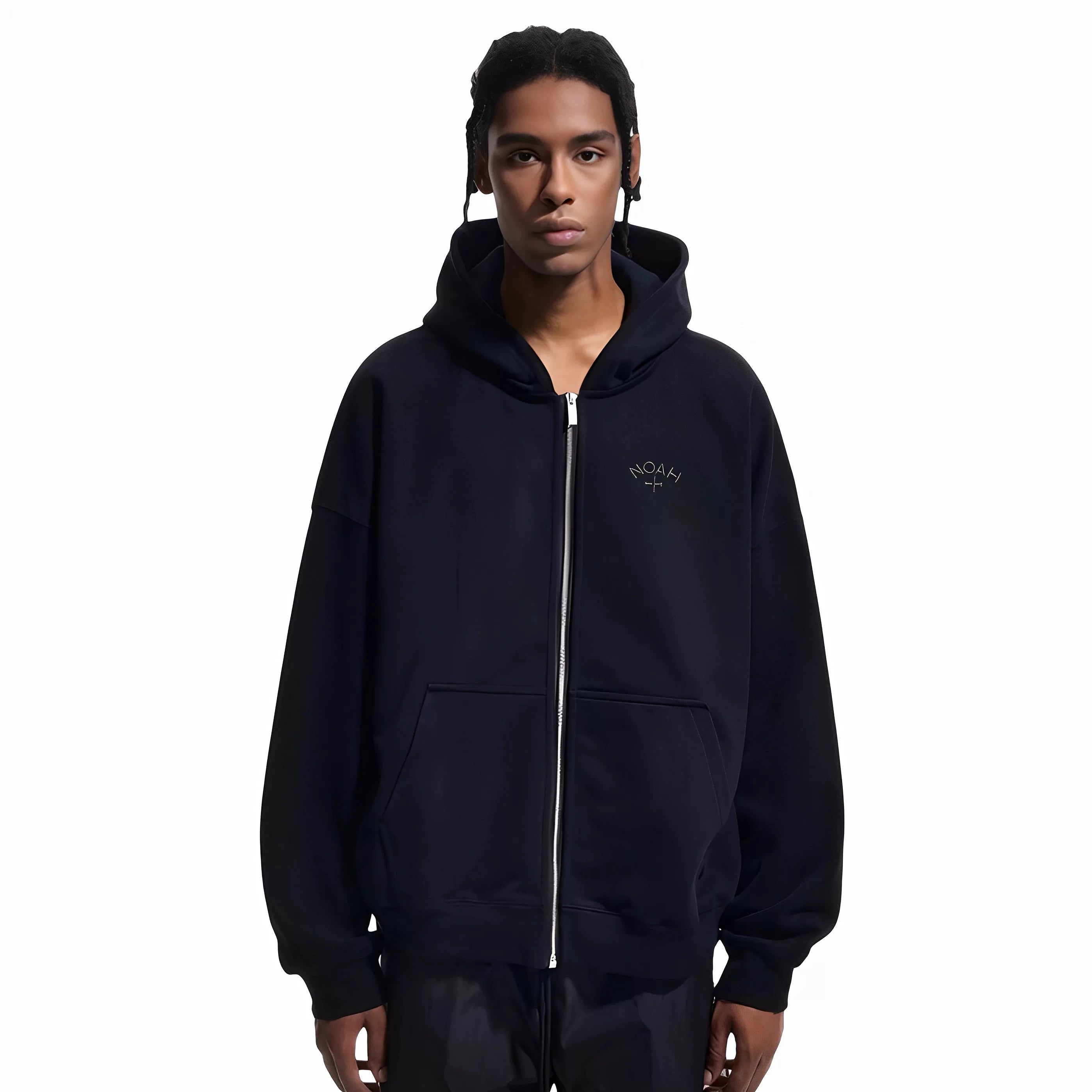 NOAH MARS niche trend brand Black Soul embroidery small label cross hooded sweatshirt cardigan trendy zipper jacket for men