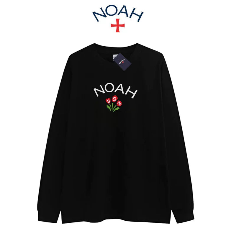 NOAH BWCJ 2024秋季新款美式潮牌休闲宽松圆领情侣款长袖T恤男