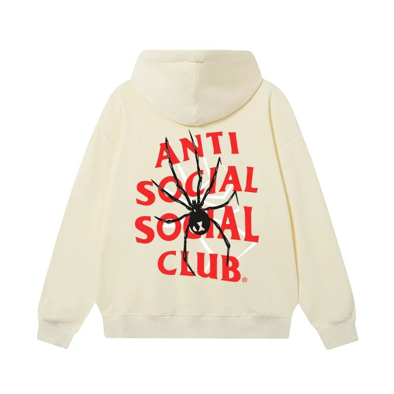 Anti Social Social Club Spider Red Logo Hoodie - Cream