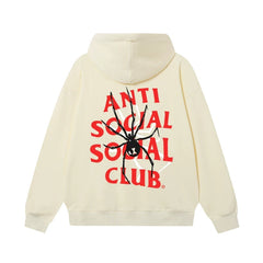 Anti Social Social Club Spider Red Logo Hoodie - Cream