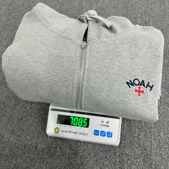 NOAH MARS niche trend brand embroidered small logo cross hooded sweatshirt cardigan trendy gray zipper jacket