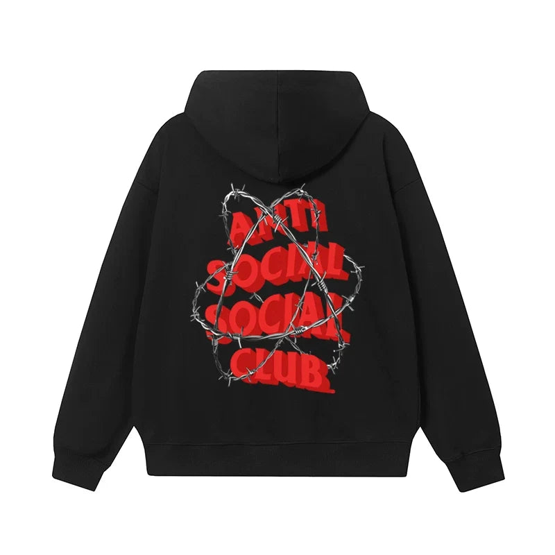 Anti Social Social Club Barbed Wire Logo Hoodie - Black