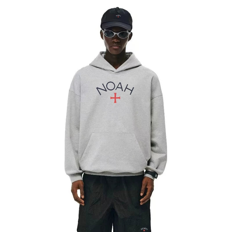 NOAH MARS niche trendy brand Black Soul Cross American casual loose thread splicing trendy hooded sweatshirt