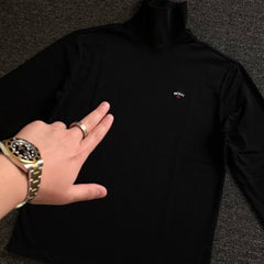 NOAH MARS high neck base shirt American casual small logo cross embroidery long sleeved T-shirt warm pullover for men