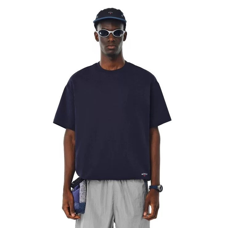 NOAH MARS Embroidered Small Cross at the Left Bottom, Simple and Versatile Casual Men's Cotton Trendy Short Sleeve T-shirt