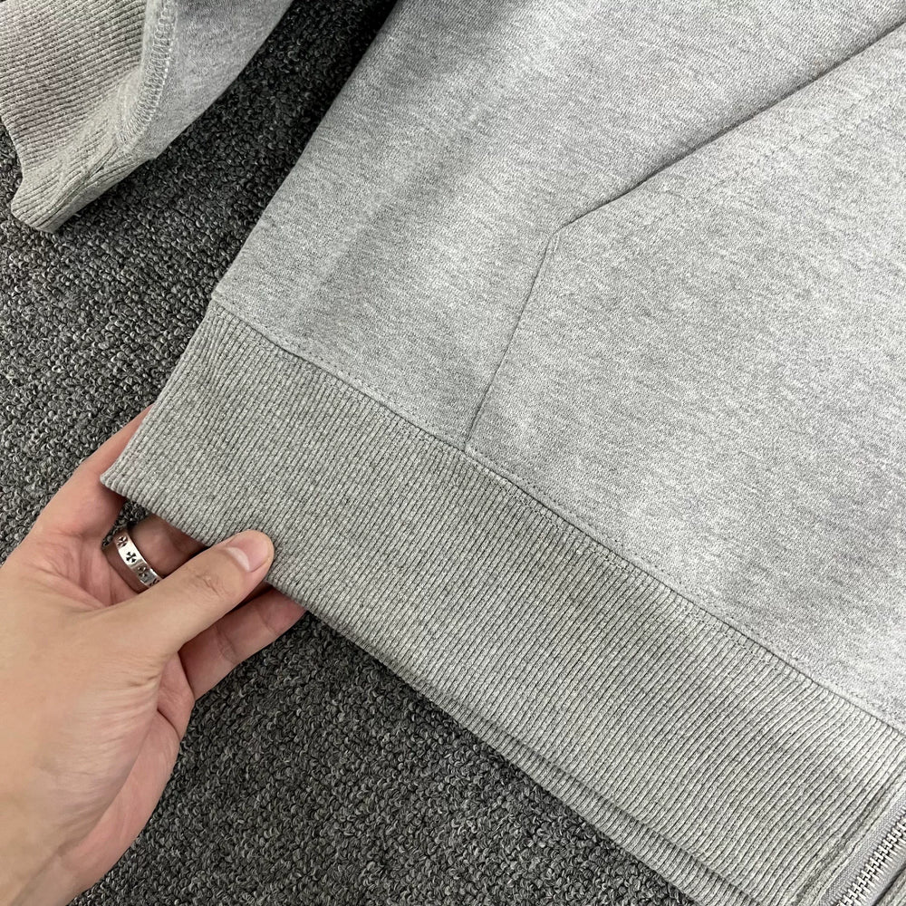NOAH MARS niche trend brand gray embroidery small logo cross hooded autumn and winter trend cardigan zipper jacket