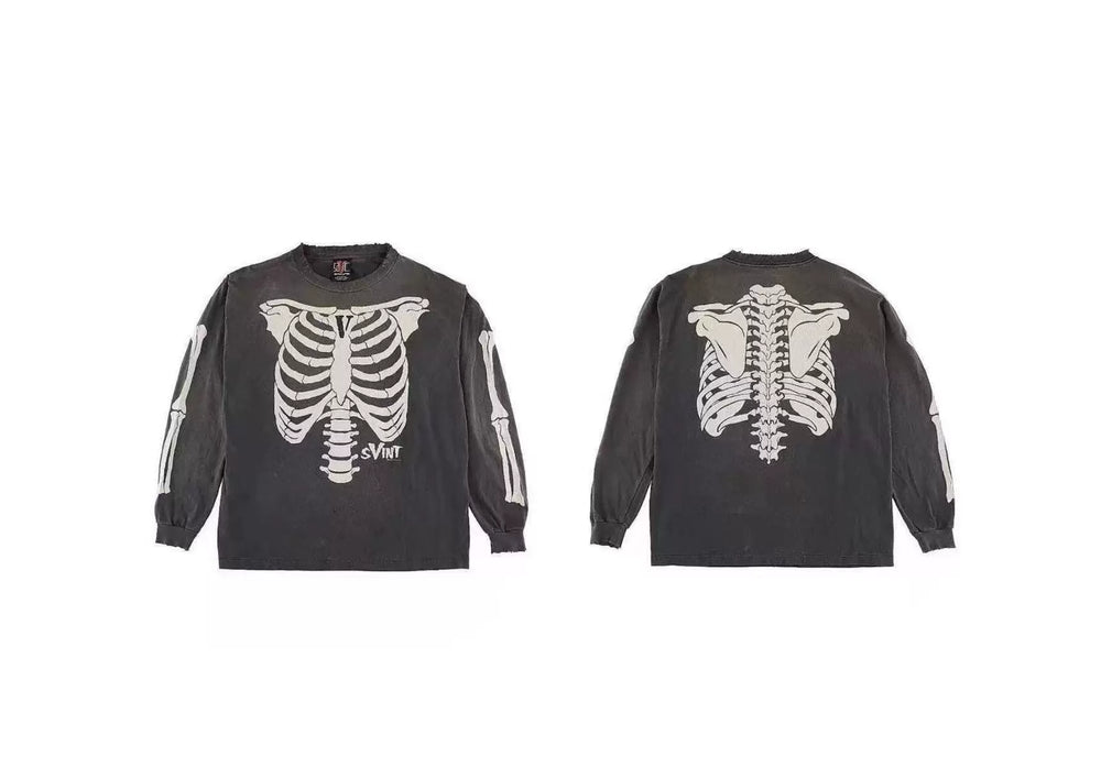 Saint Michael Skeleton Ribcage Anatomy Long Sleeve - Black