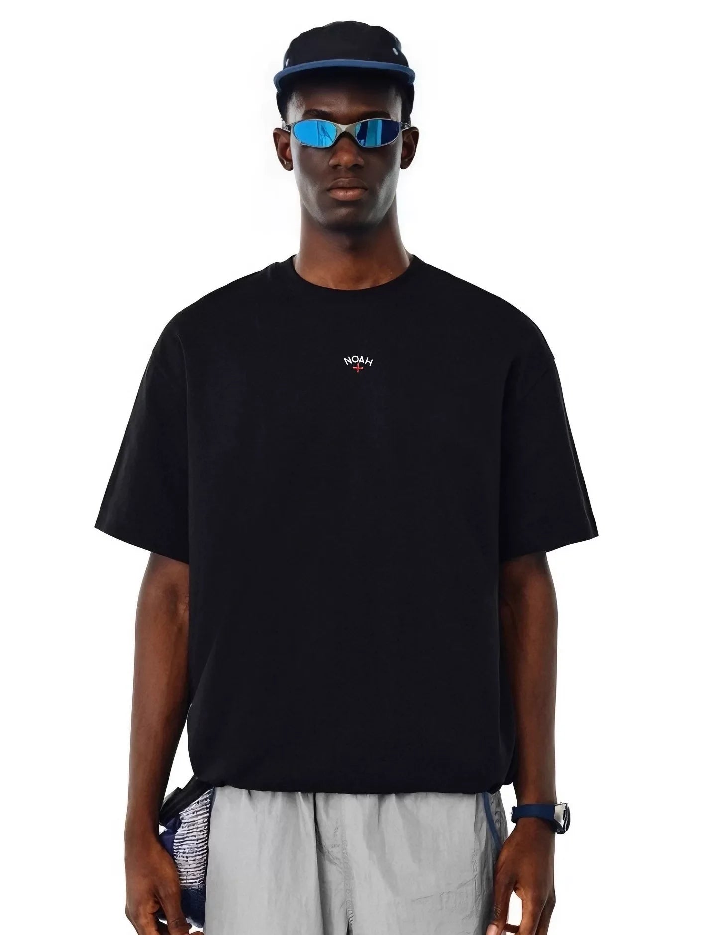 NOAH MARS niche trendy brand chest cross small logo embroidery basic simple pure cotton trendy short sleeved T-shirt for men