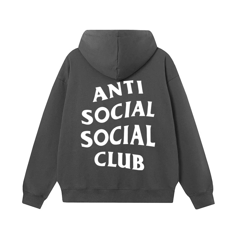 Anti Social Social Club Classic Logo Hoodie - Dark Grey/White