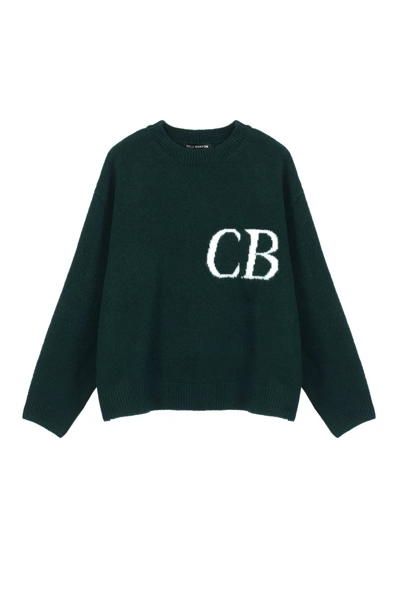 Cole Buxton Dark Green Side Italic CB Logo Sweatshirt