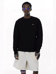NOAH MARS American casual fashion brand left chest small logo cross embroidery soft glutinous autumn and winter velvet round neck sweatshirt