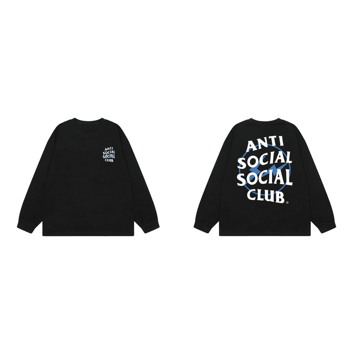 Anti Social Social Club Blue Circle Logo Long Sleeve T-Shirt - Black