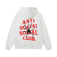 Anti Social Social Club Spider Red Logo Hoodie - White