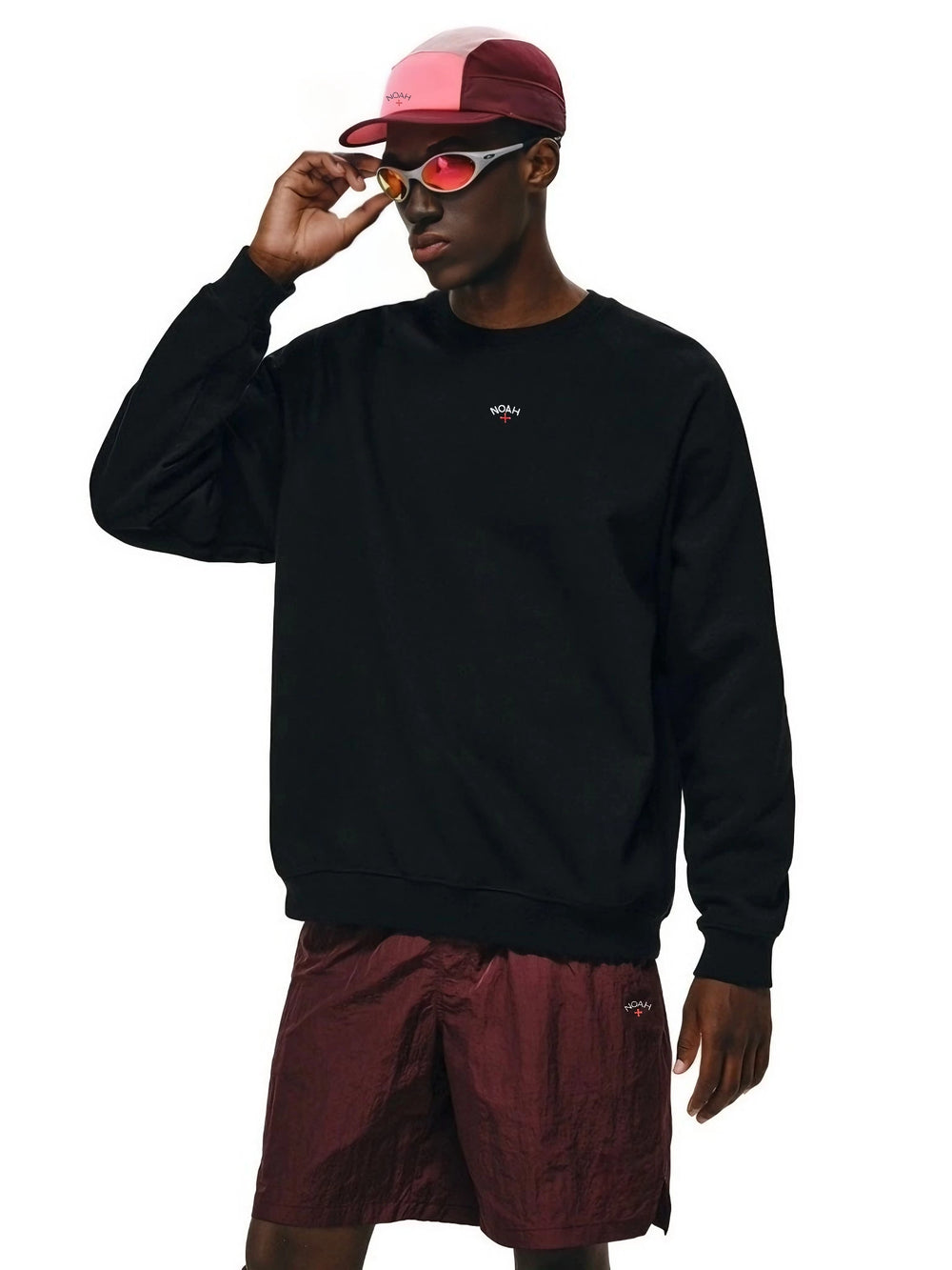 NOAH MARS niche trendy brand chest badge embroidered cross American casual thread splicing round neck sweatshirt