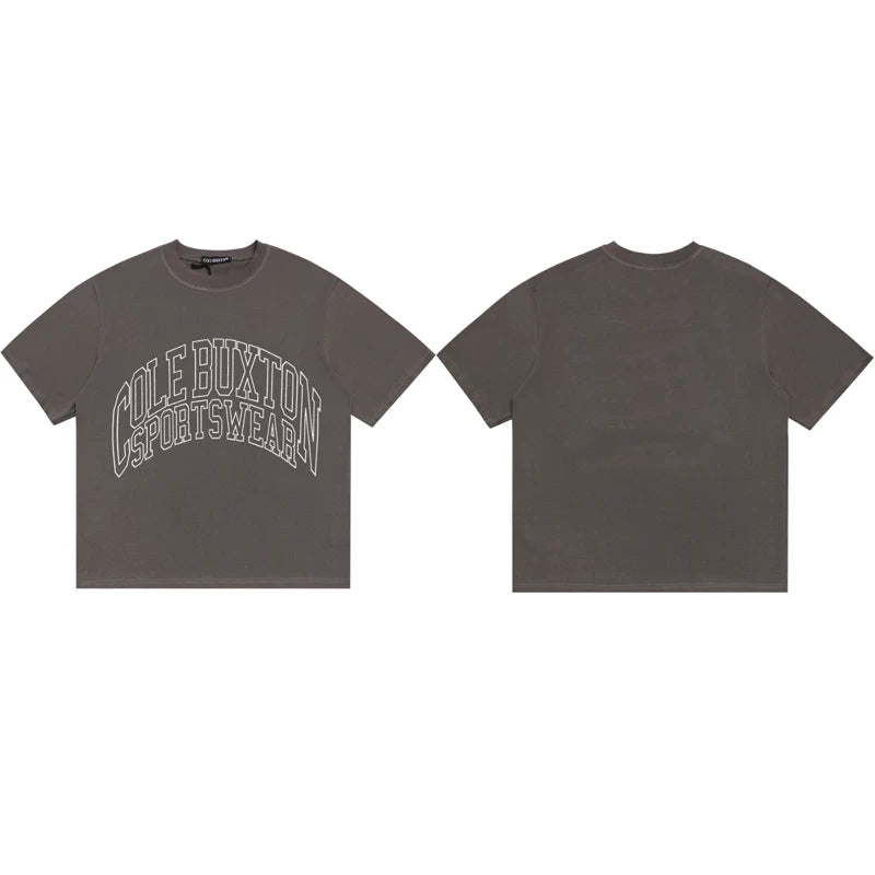 Cole Buxton Charcoal Arched Gothic Varsity Logo T-Shirt