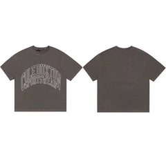 Cole Buxton Charcoal Arched Gothic Varsity Logo T-Shirt
