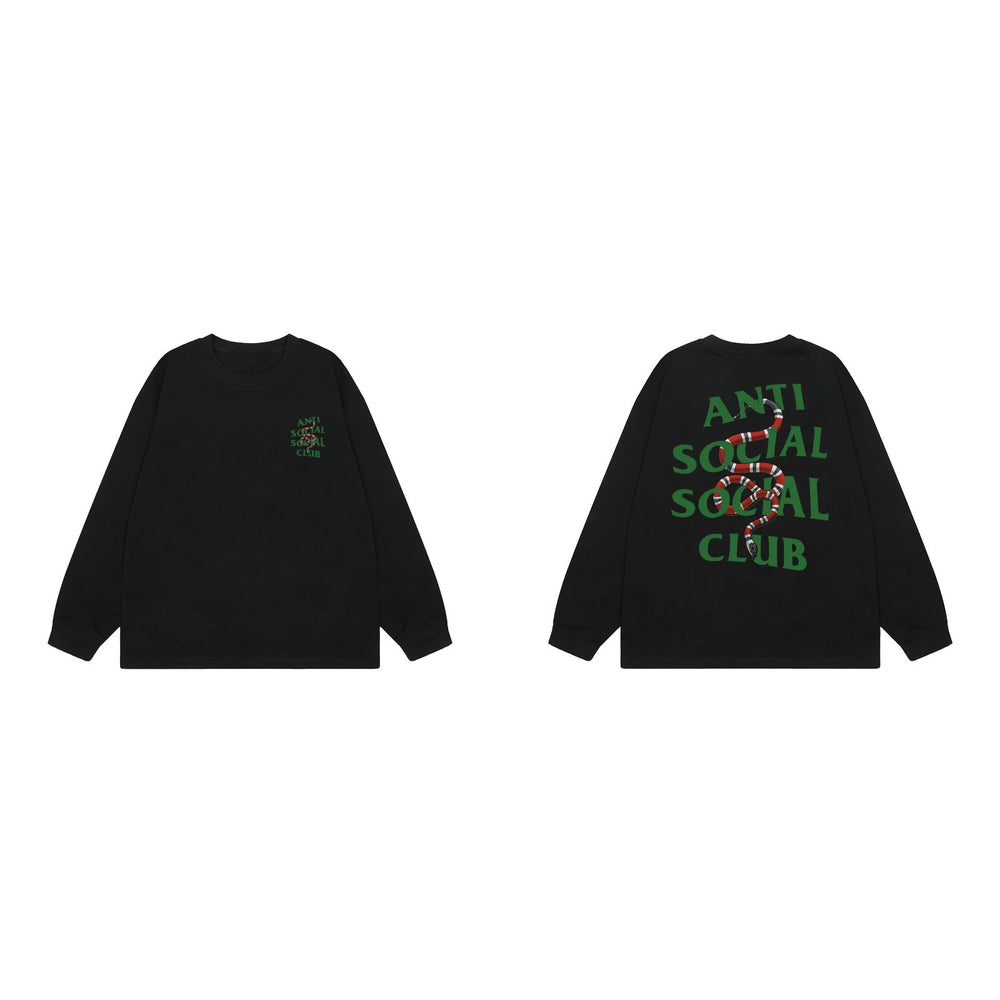 Anti Social Social Club Snake Green Logo Long Sleeve T-Shirt - Black