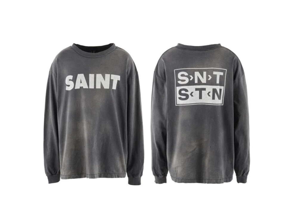 Saint Michael "SAINT" & Box Logo Long Sleeve - Black