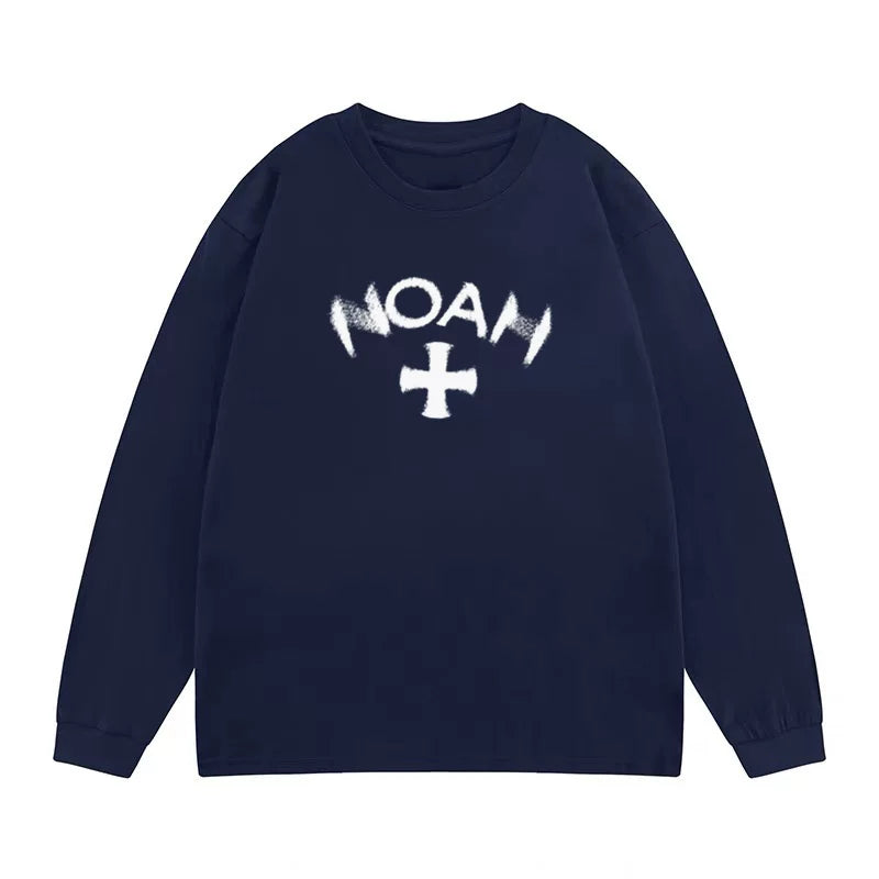 24 new NOAH letter printed long sleeved T-shirt men's black American trend loose casual white couple top