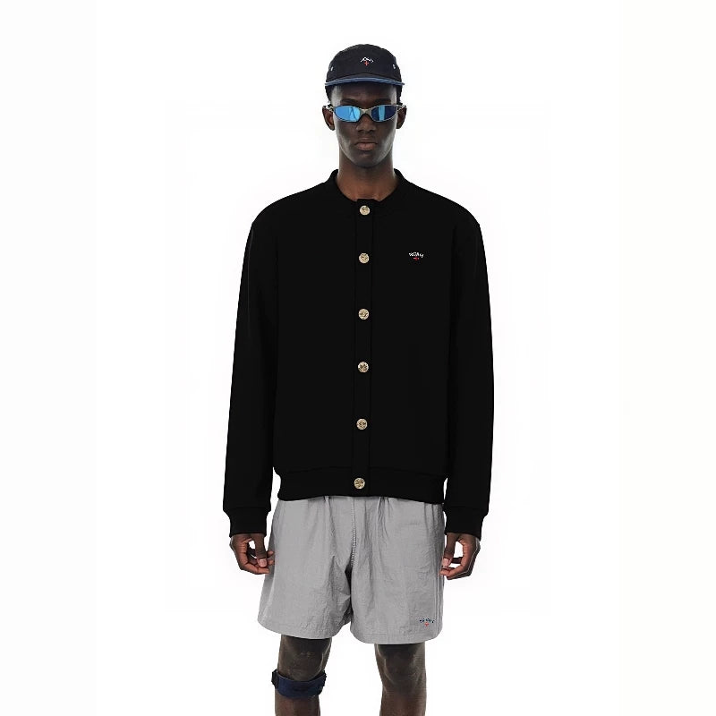 NOAH MARS American casual trendy brand old money style button up collarless cardigan thick cotton T simple versatile top jacket
