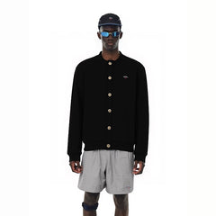 NOAH MARS American casual trendy brand old money style button up collarless cardigan thick cotton T simple versatile top jacket
