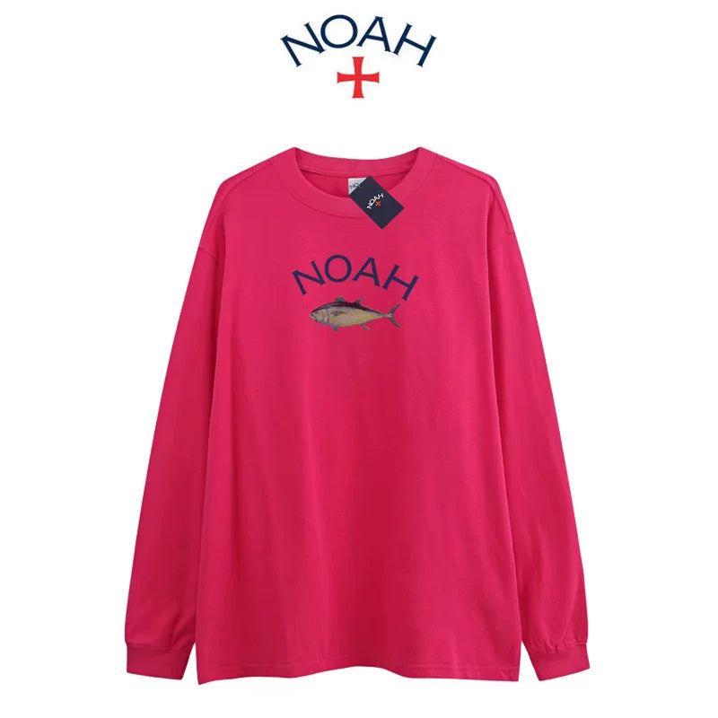 NOAH BWCJ Tuna Autumn American Trendy Brand Pure Cotton Loose Couple Long Sleeve T-shirt Base Shirt for Men and Women