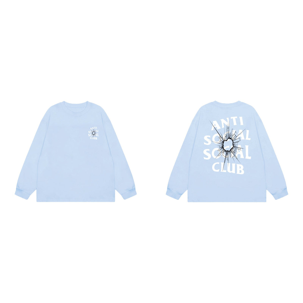 Anti Social Social Club Bullet Hole Long Sleeve T-Shirt - Light Blue