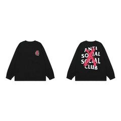 Anti Social Social Club X-Cross Red Logo Long Sleeve T-Shirt - Black