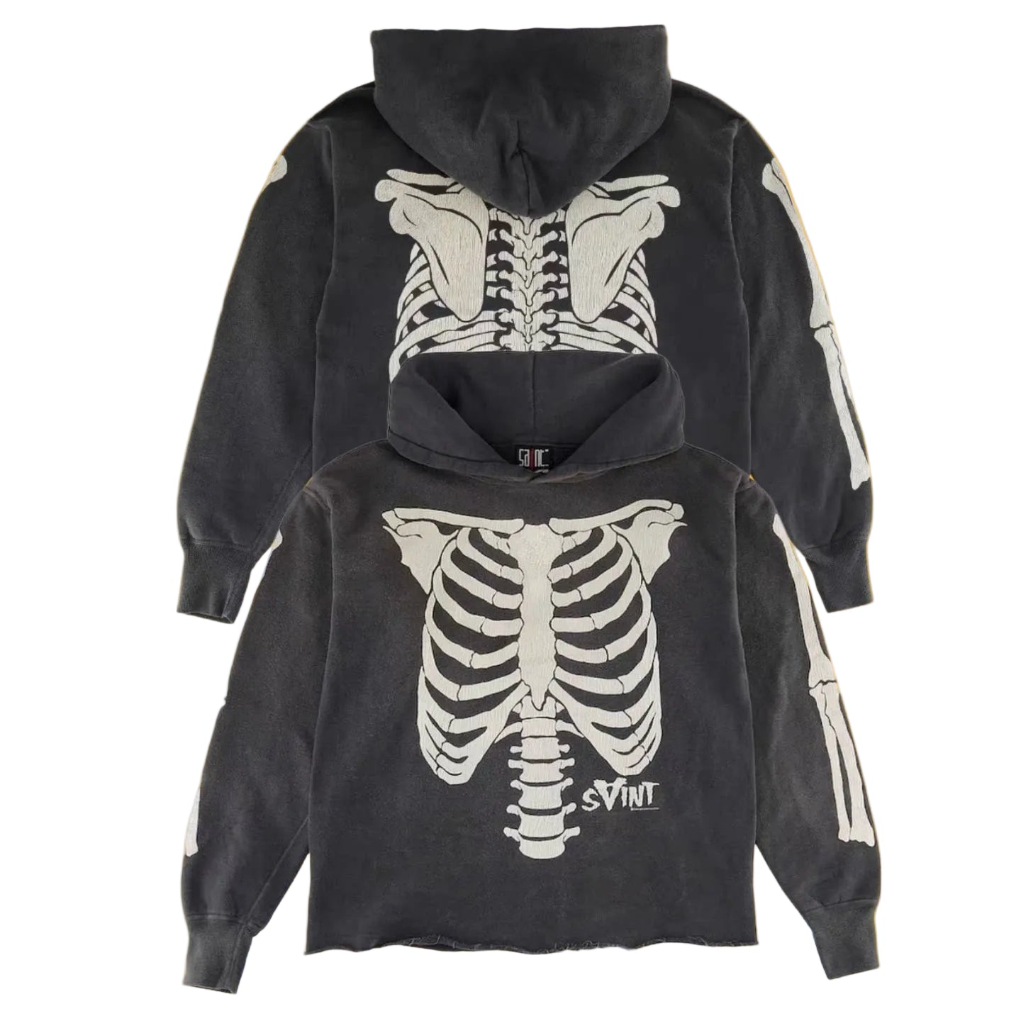 Saint Michael Skeleton Ribcage Anatomy Hoodie - Black