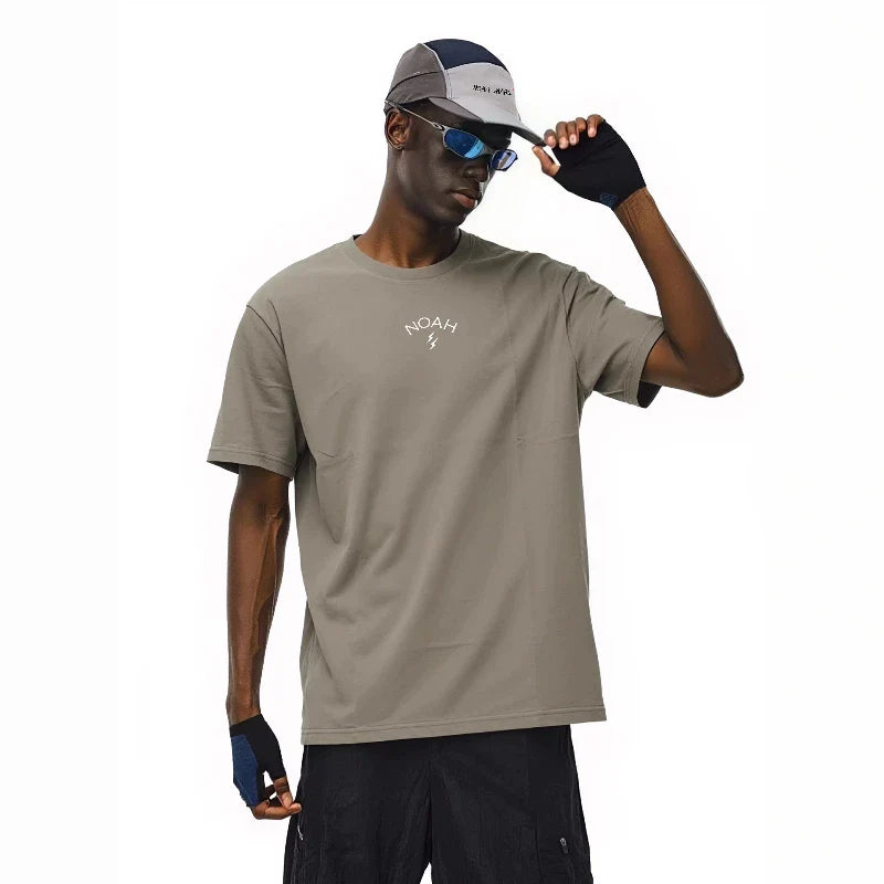 NOAH MARS niche trend brand matcha gray lightning small label American casual antibacterial all cotton versatile short sleeved T-shirt for men