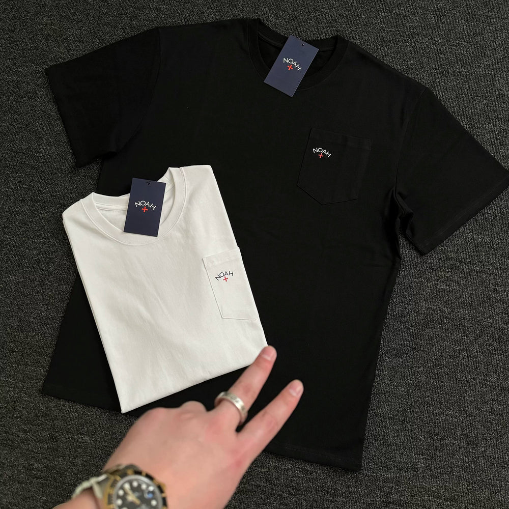 NOAH MARS niche trendy brand pocket small label cross simple American casual pure cotton trendy short sleeved T-shirt for men