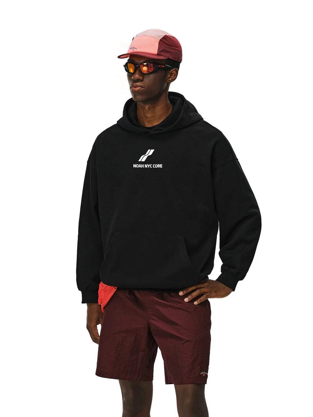 NOAH MARS niche trendy brand two bar wave men's American casual thread splicing trendy hooded sweatshirt