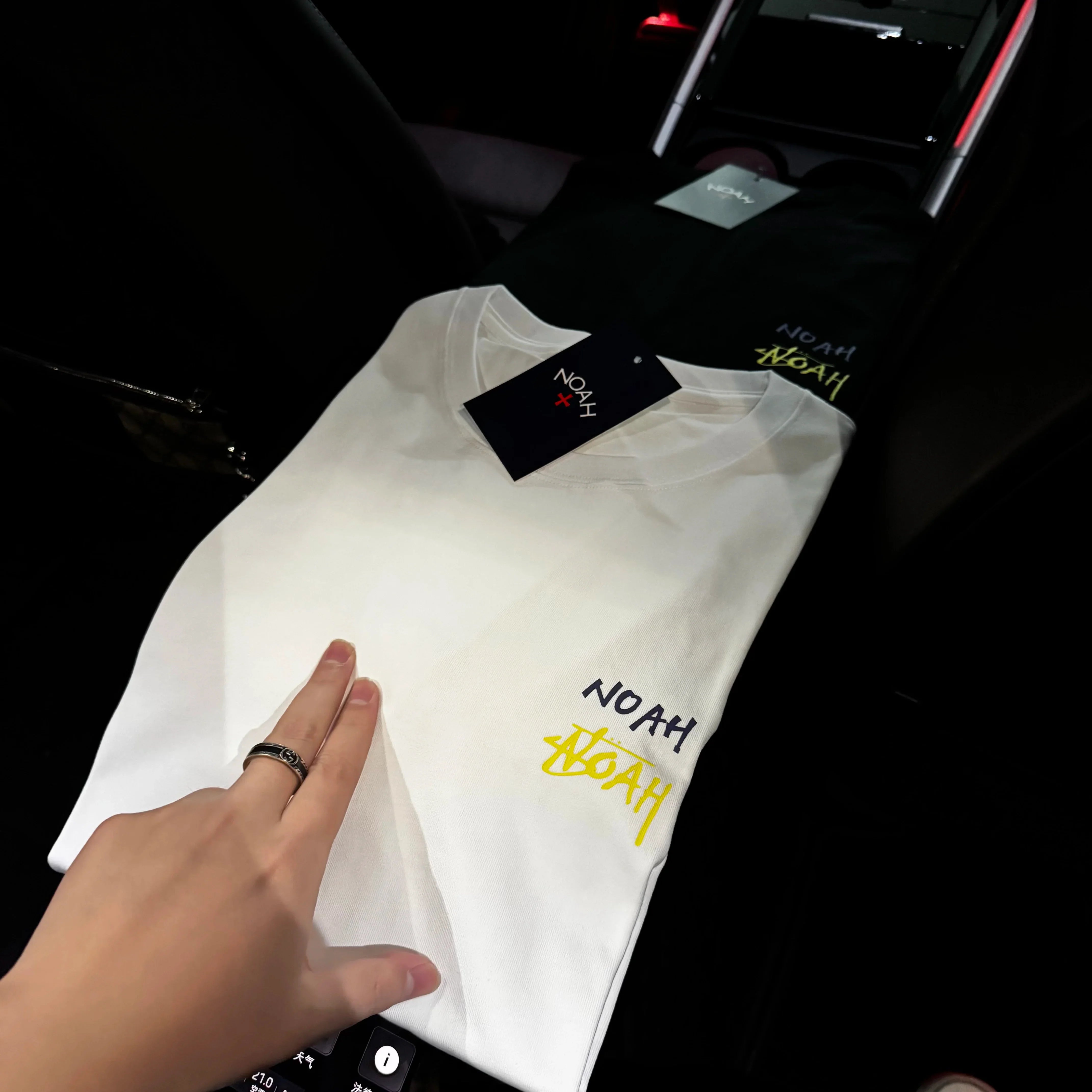 NOAH MARS niche trendy brand left double row small logo calligraphy American casual men's trendy pure cotton short sleeved T-shirt