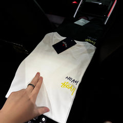 NOAH MARS niche trendy brand left double row small logo calligraphy American casual men's trendy pure cotton short sleeved T-shirt