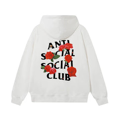 Anti Social Social Club Rose Red Logo Hoodie - White