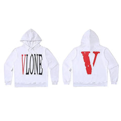 Vlone Classic Logo Graphic Hoodie - White/Red