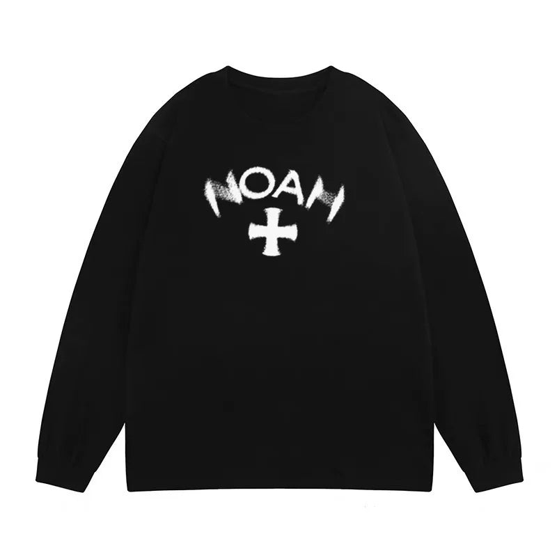 24 new NOAH letter printed long sleeved T-shirt men's black American trend loose casual white couple top