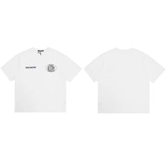 Cole Buxton White Circular Badge Minimalist Logo T-Shirt