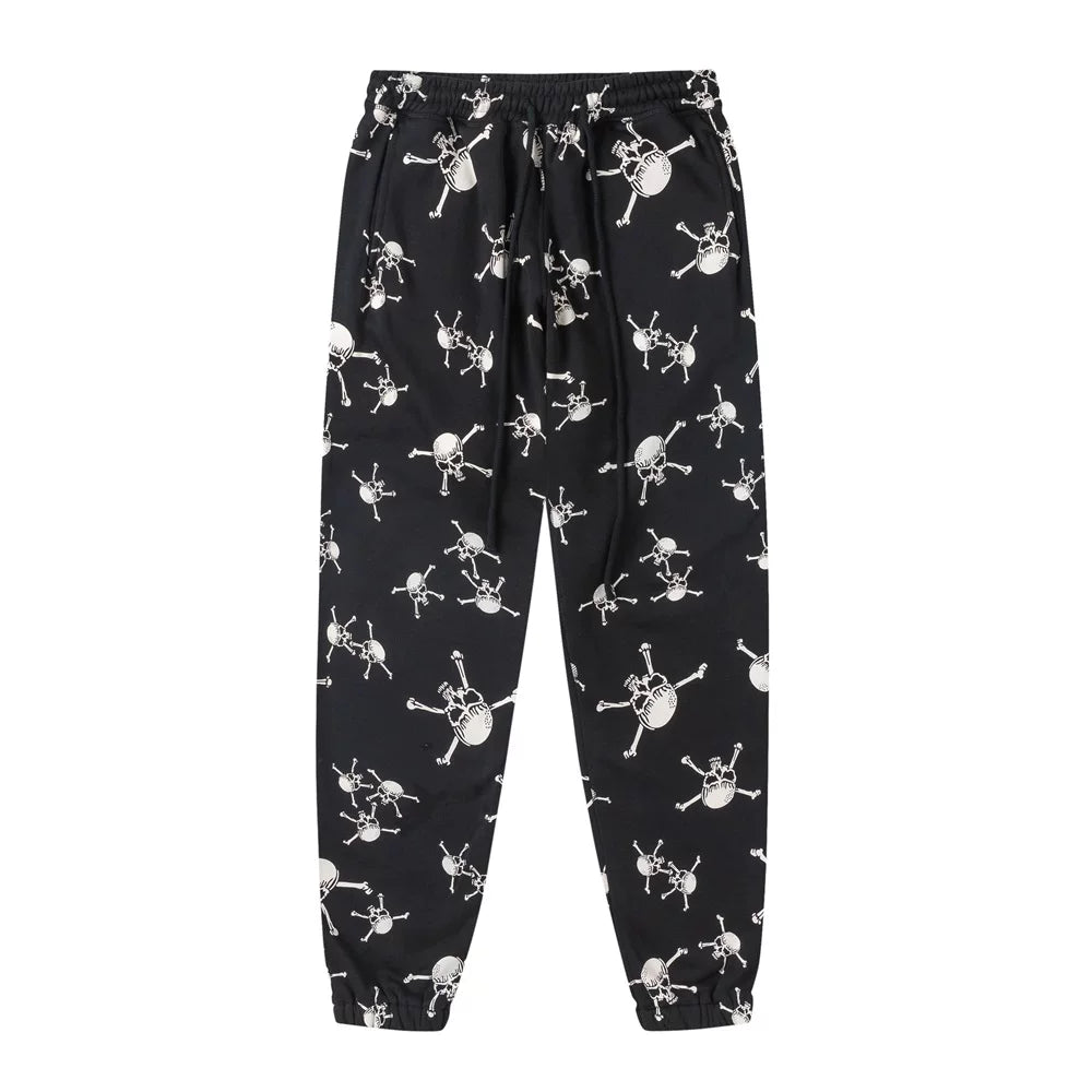 Saint Michael All-Over Skull Print Sweatpants - Black