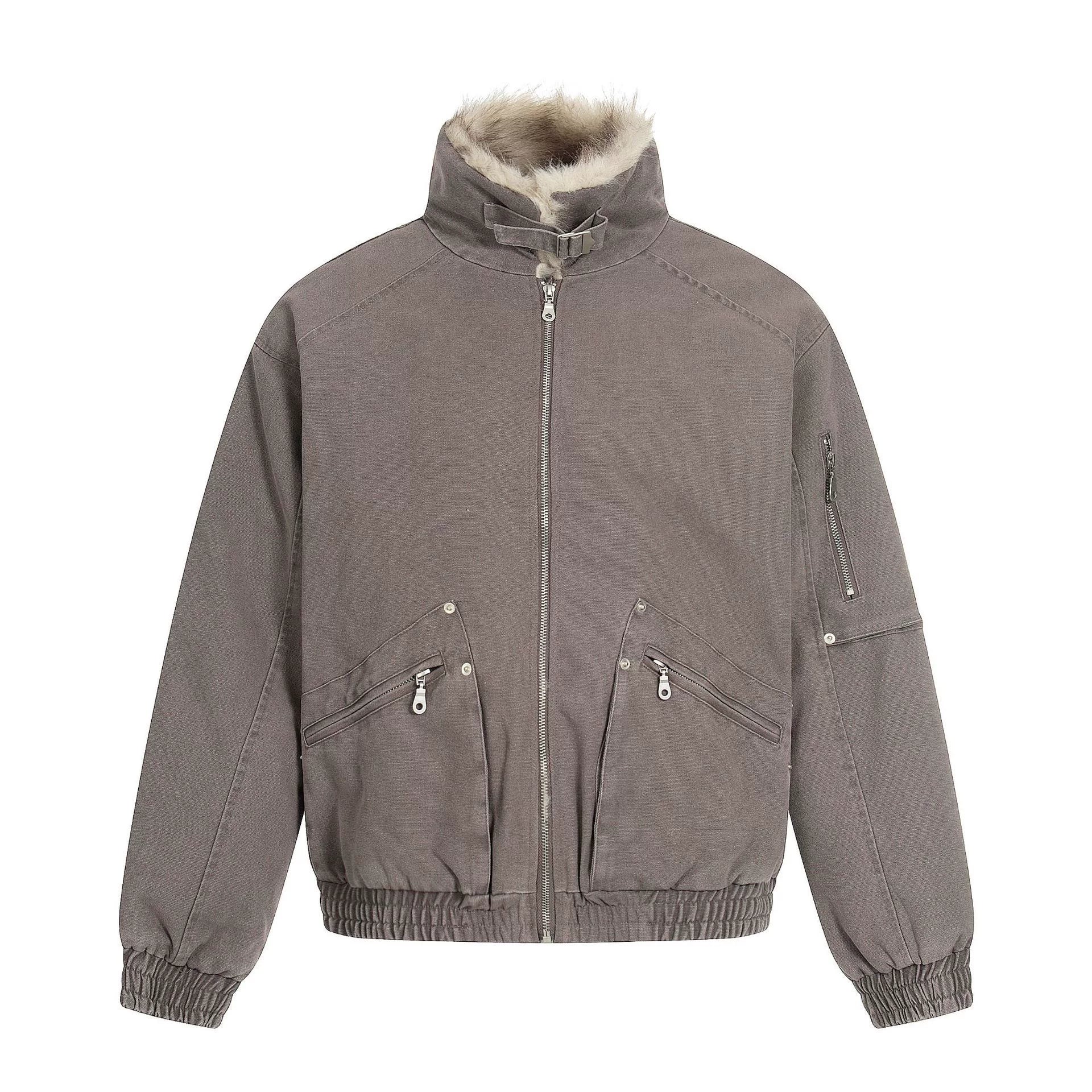 NOAH MARS American casual old money style stand up collar winter warm cotton coat seat mountain carved fur collar jacket cotton coat men