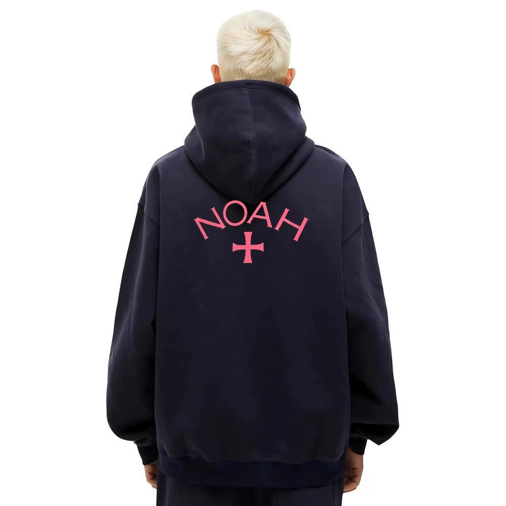 NOAH MARS niche trendy brand first generation cross autumn and winter American navy blue and velvet splicing hooded sweatshirt for men