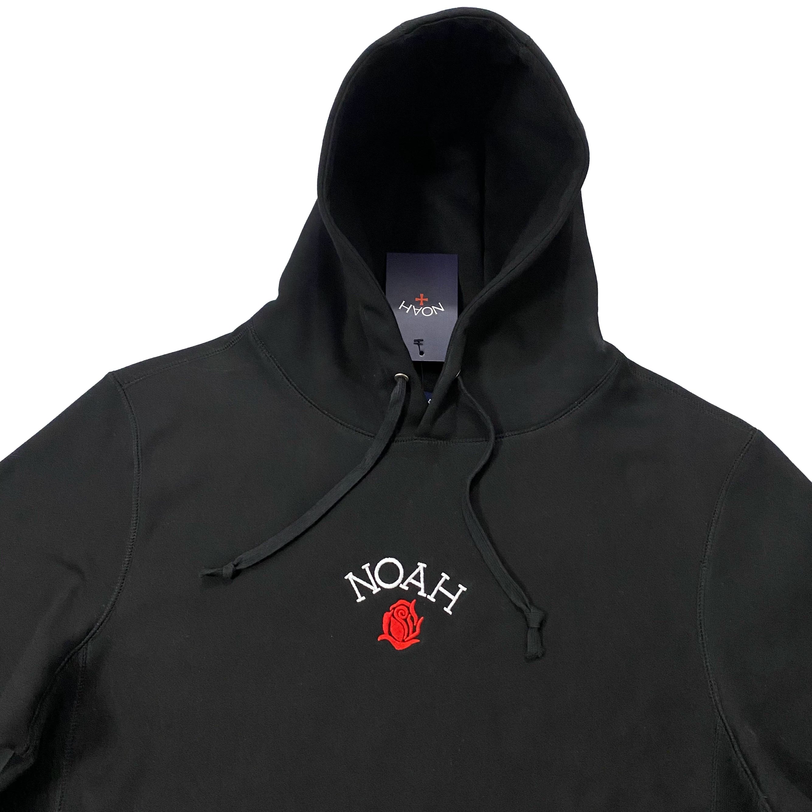 NOAH MARS niche trendy brand small rose embroidery American style loose thread splicing trendy hooded sweatshirt for men