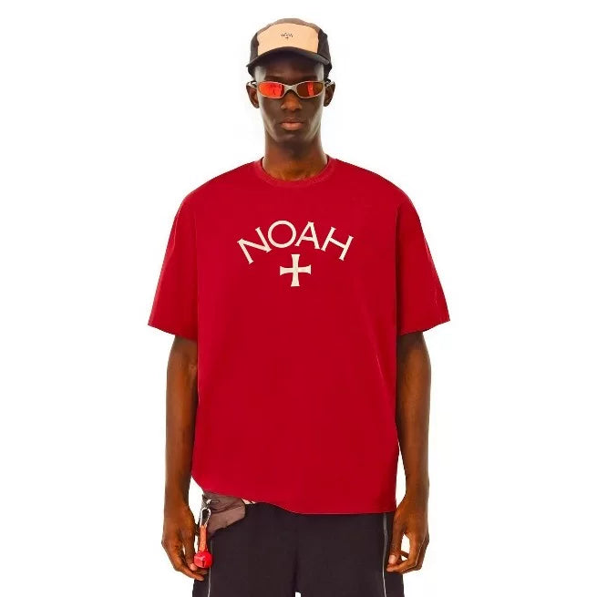 NOAH MARS Niche Trendy Brand Year Anniversary First Generation Crimson Cross Cotton Trendy Loose Short Sleeve T-shirt