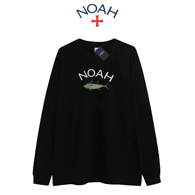 NOAH BWCJ Tuna Autumn American Trendy Brand Pure Cotton Loose Couple Long Sleeve T-shirt Base Shirt for Men and Women