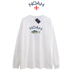 NOAH BWCJ Tuna Autumn American Trendy Brand Pure Cotton Loose Couple Long Sleeve T-shirt Base Shirt for Men and Women