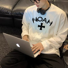 24 new NOAH letter printed long sleeved T-shirt men's black American trend loose casual white couple top