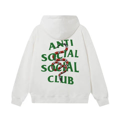 Anti Social Social Club Snake Green Logo Hoodie - White