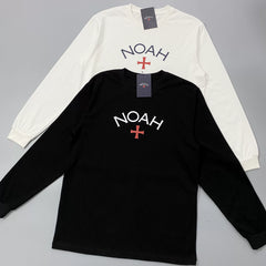 NOAH NYC CORE first generation cross logo round neck pullover long sleeved T-shirt for couples, simple base shirt for men and women