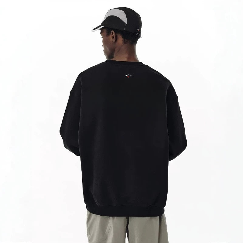 NOAH MARS niche trendy brand back small logo cross American casual versatile thread splicing round neck sweatshirt