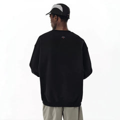 NOAH MARS niche trendy brand back small logo cross American casual versatile thread splicing round neck sweatshirt